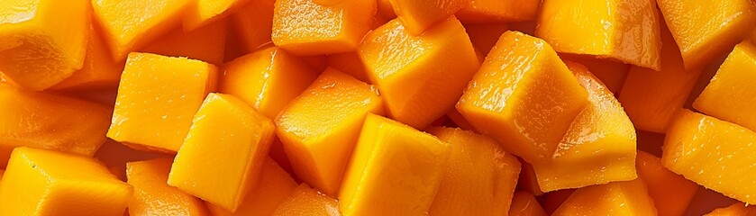 Close-up of diced mango vivid and fresh