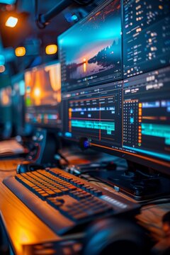 Professional Film Postproduction Editing Software Interface for Movies and Television