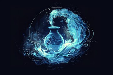 aquarius zodiac sign against dark background. astrology calendar. esoteric horoscope and fortune-tel