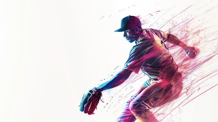 Sticker - Silhouette of BaseBall Player in Action