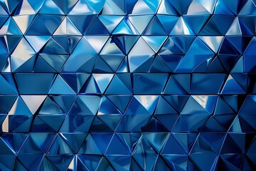Wall Mural - Blue geometric triangle background, symbolizing technology and digital networks