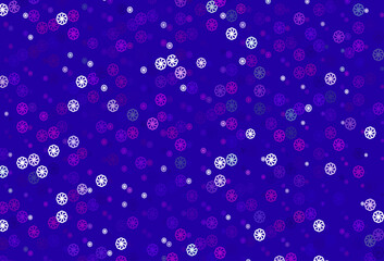 Poster - Light Purple, Pink vector cover with beautiful snowflakes.