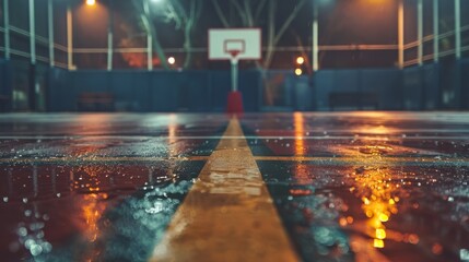 Wall Mural - Empty basketball court background