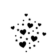 Wall Mural - Set of heart bubbles with stars and circles ascending - Simple decorative ornament with transparent background