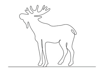 Wall Mural - Moose continuous single line drawing vector illustration. Pro vector