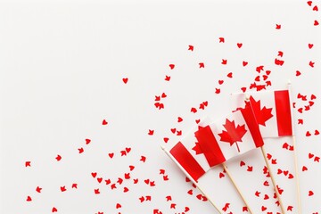 Poster - Canada Day, maple leaves on a white background. Banner, for the civic day holiday