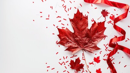 Poster - Canada Day, maple leaves on a white background. Banner, for the civic day holiday
