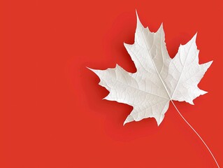 Poster - A banner for Canada Day with a maple leaf. Red background and free space for text.