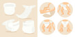 Vector Baby Diaper Illustration. Side and Top View. Infant Underwear, Stages of Changing Diaper Panties. Ultimate Guide, Step by Step Diapering Tutorial. Tips for Diapering