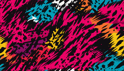 Poster - Seamless Colorful Tiger Camo Pattern