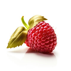 Wall Mural - Fresh raspberry on clean white surface, Ai Generated