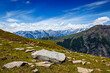 Travel Himalayas background. Above Kullu Valley, Himachal Pradesh, India Valley, Himachal Pradesh, India