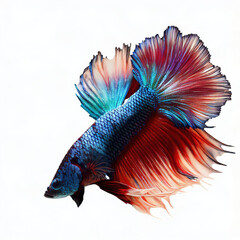 siamese fighting fish isolated on white, colorful betta fish, red and blue tank fish. made with generative AI technology
