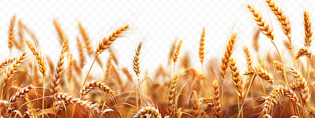 Golden Wheat Field Border Isolated on Transparent Background