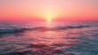 Close-up of the horizon at sunset, where the sky transitions from a deep peach to a soft pink, highlighting the delicate interplay of colors that evoke a sense of peace and warmth.