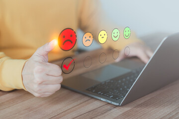 Poster - Business services concept of customer dissatisfaction manifests through virtual interactions, accompanied by negative reviews, dissatisfaction with service and quality, social media not good.