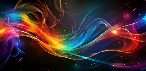 Poster - rainbow glowing smokewaves, colorful luminous abstract background
