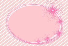 Pink Striped Pattern Background With Pink Round Frame And Flowers 