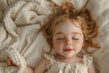 Wall Mural - Little Girl Sleep Top View