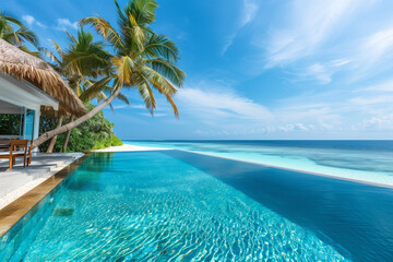 Wall Mural - Maldives luxury resort with nice beach, palm tree