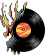 vinyl record with fire vector illustration