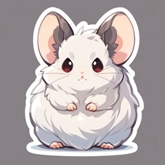 chinchilla animal chibi cartoon style isolated plain background