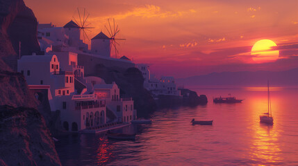 Wall Mural - Santorini Evening Glow, Greece