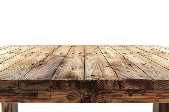 a blank empty wooden table top for product placement isolated on transparent or white backgroud png cutout clipping path