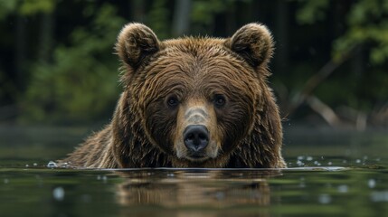 Wall Mural - Grizzly Bear in its natural habitat, AI Generative