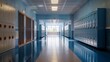 © Nazia - Quiet Empty Hallway: Elementary School Interior with Lockers and Classrooms - Educational Environment Scene