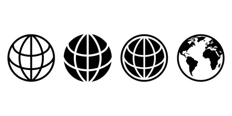 Poster - World icons set. Earth icon collection. Globes with world maps symbol. Globe shape line. World planet icon