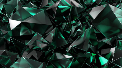 Wall Mural - Geometric Patterns in Emerald Green with Black Accents