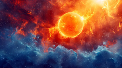 Poster - Fiery Cosmic Eruption Illuminating the Vast Expanse of Space with Unbridled Solar Energy and Plasma Dynamics