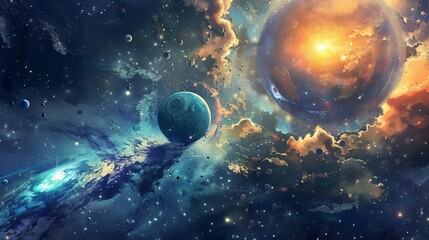 fantasy cartoon artistic image of universe expanding