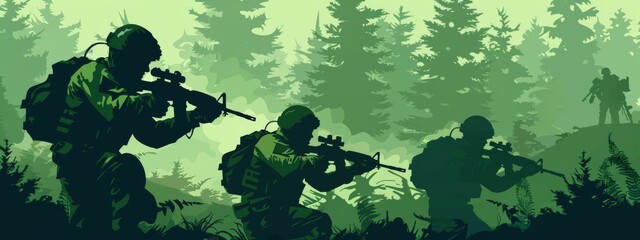 Wall Mural - military background, in a military green color, with a flat design, with a military theme, on a solid background.