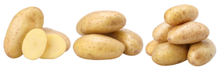 Sticker - young potatoes and sliced isolated, transparent PNG,  PNG format, cut out, collection, set