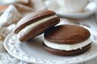 Two Filled Whoopie Pies with Creamy Frosting - Dessert and Snack Treat with Tasty Cookies