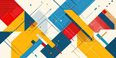 Poster - vector graphic design of an abstract background with Red, Blue, Yellow and white geometric pattern in the style of an abstract background