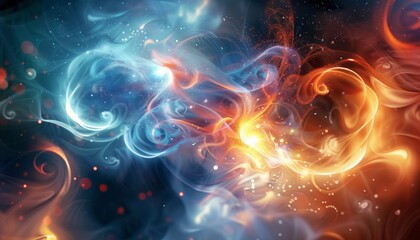 Wall Mural - a spiral galaxy with a bright blue star in the center by ai generated image