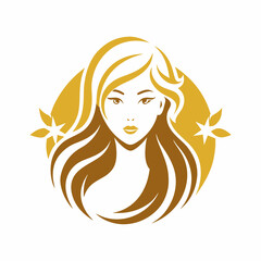 Wall Mural - Woman with hair vector illustration on white background, beauty salon silhouette, logo, icon, svg, letter, holiday t shirt, hand drawn trendy vector illustration, hair vector