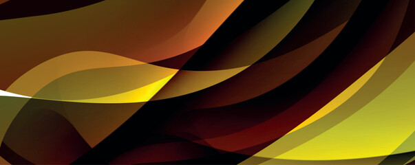 Aufkleber - A detailed closeup shot showcases a yellow and brown wave pattern on a black automotive tire, reflecting the tinted shades of liquid material as petals on a rim or hood
