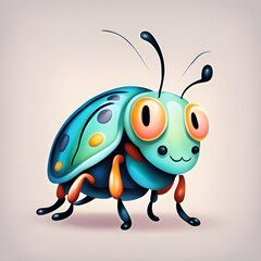 An exotic cockroach on a white, multicolored background cartoon illustration 