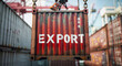 Close up of a red cargo container with the word 