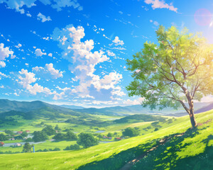 Beautiful scenery from a beautiful anime movie art style - background cel