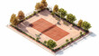 Isometric view of a tennis court