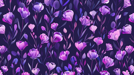 Canvas Print - pattern of purple floral pattern cartoon style