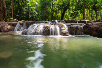 Sticker - Waterfall along a tropical river in Thailand