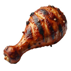 Wall Mural - a close up of one tasty grilled chicken leg, food commercial, transparent background, png