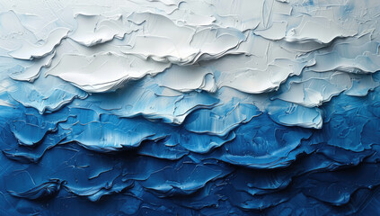 Wall Mural - Abstract Blue Ocean, Textured ocean waves, White textured paint background. Created with AI