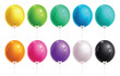 Birthday balloons vector set design. Birthday balloons inflatable in glossy colorful elements collection for holiday occasion, anniversary and kids party celebration. Vector illustration 3d realistic 